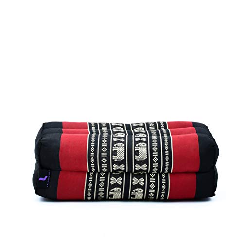 Leewadee Yoga Block Pilates Brick Eco-Friendly Organic and Natural, 14x7x5 inches, Kapok, Black red
