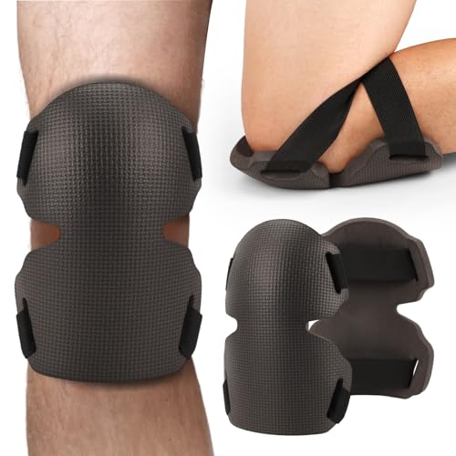 Fiohiros Garden Knee Pads EVA Foam Soft & Shock Absorbent Adjustable Double Hook & Loop Fasteners Waterproof & Corrosion-Resistant Knee Protection for Workers & Gardeners (Black)