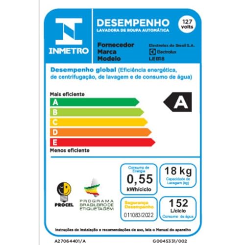 Máquina de Lavar Electrolux 18Kg Preta Expert Tripla Filtragem e Jatos Poderosos (LEB18) – 127V (127 Volts)