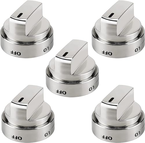 5PCSStainless Steel GE Stove Knob WB03X24818 Compatible for GE Stove Knobs Replacements/General Electric Stove Parts