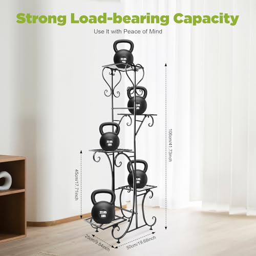 GXFCHYL Metal Plant Stand Indoor & Outdoor Wrought Iron Plant Stands Flower Pot Holder Shelf for Multi Plants, Flower Holder Racks for Patio Garden, Living Room, Corner Balcony (5 Tier)