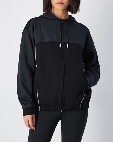 Champion Women's Legacy C-tech W (117474) -Tcv Stretch Poly-Cotton Interlock Full-Zip Hooded Sweatshirt, Black (KK001), L