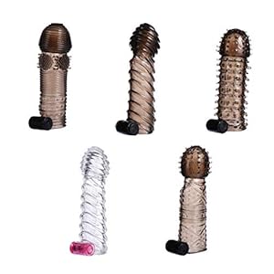 EXCEART 5 Stks Siliconen Vibrerende Penis Sleeve Vertraging Ejaculatie Ring Mannelijke Penis Ring Gemengde Stijl