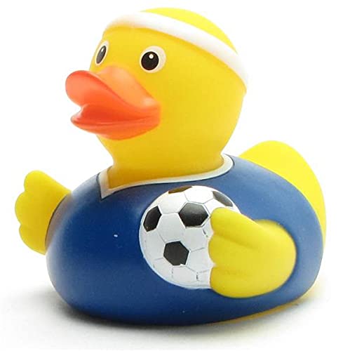 Duckshop Footballer Bath Duck Dark Blue Jersey I Squeaky Duck I L: 7.5 cm