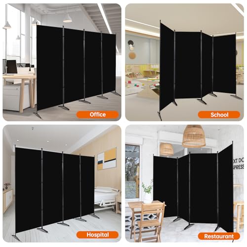 Room Divider 6FT Folding Privacy Screens, 4 Panel Partition Room Dividers w/Freestanding Design, Portable Wall Divider for Room Separtation, Fabric Screen Panel for Home Office Bedroom Dorm