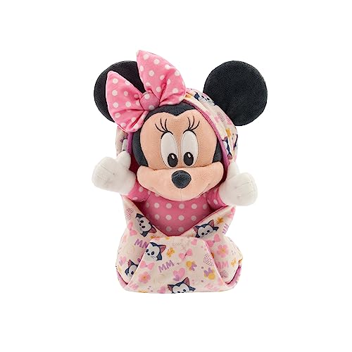 Image of Disney Store Official Minnie Mouse Plush with Blanket Pouch - Disney Babies Plushy in Baby Swaddle - Toy for Those who Love Plush Figure Toys, Cute Plushies, & Baby Stuffed Animals - 11 Inches