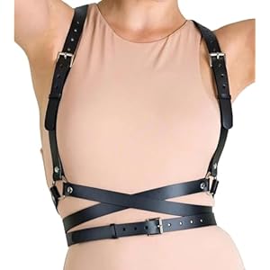 Punk Belt Black Pu Leather Harness Belt for Women Goth Body Adjustable Waist Belts Rave Halloween Dresses Party Accessories