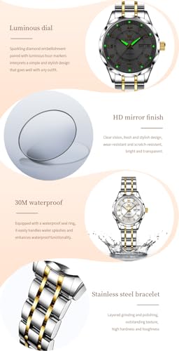 Image of OLEVS Womens Diamond Watches Automatic Mechanical Gold Luxury Dress Ladies Self Winding Original Stainless Steel Wrist Watch
