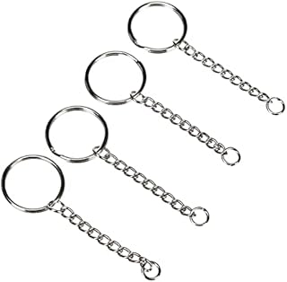 Rayher 2229000 kółko na klucze z łańcuszkiem ogniwowym, 25 mm ø, SB-Btl 4 sztuki