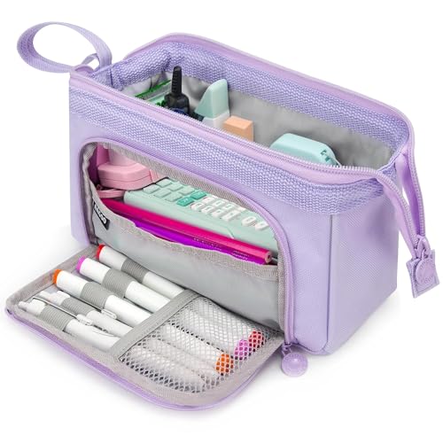 Image of Large Capacity Pencil Case Big Pencil Pouch Special Aesthetic School Pen Bag for Girls Teen Nurse Adults Kids Soft Organizer With Zipper Cute Travel Pencil Pouches Estuche para Lapices Purple