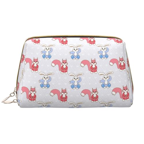 VOSERY Bolsa de maquillaje, neceser de viaje para mujer, organizador de gran capacidad, bonita bolsa de maquillaje de dibujos animados, ardilla, conejo, bonita bolsa de maquillaje, estuche de