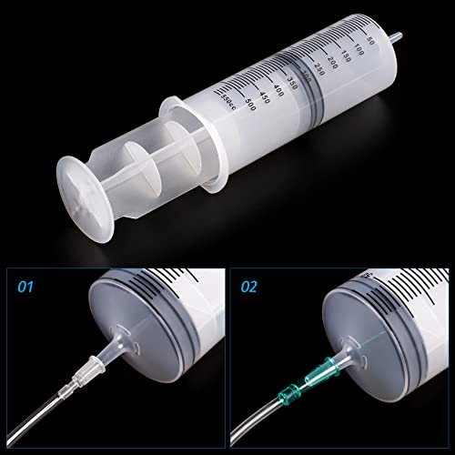 Image of 500ml /cc Syringes with Tube 40 Inch Handy Plastic Tubing and Adapter Tip
