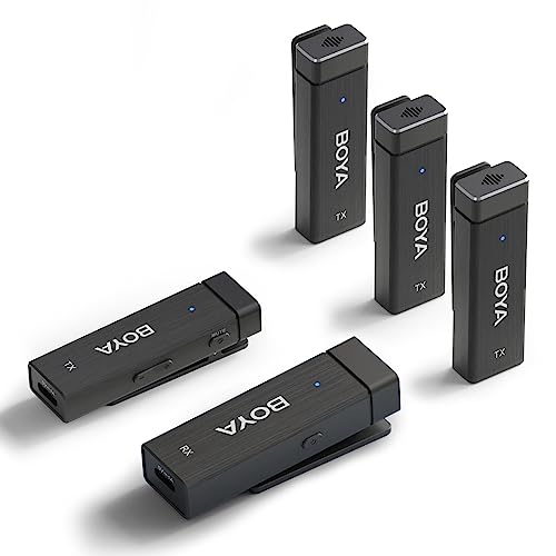 Boya By-W4 Wireless Lavalier Microphones For Cameras Camcorder Dslr Phone Computer, 4 Transmitters, 7H Battery Life, 98Ft Transmission, Wireless Lapel Mic For Video Recording Vlog Live Streaming #TOP22