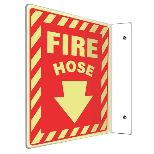 Panneau de projection Fire Tuyau 90D de sécurité incendie Accuform PSP409 à flèche