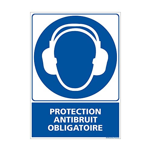 Signalétique.biz France - Signalétique.biz Panneau Protection Auditive Obligatoire 150x210 mm Adhésif