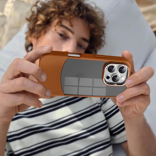 Image of KARWAN️Fusion Edge Leather Transparent Mobile Back Case | Slim Fit | Anti-Fingerprint| Scratch-Resistant | Premium Grip | Shockproof case | Back Cover for iPhone 16 Pro || Brown