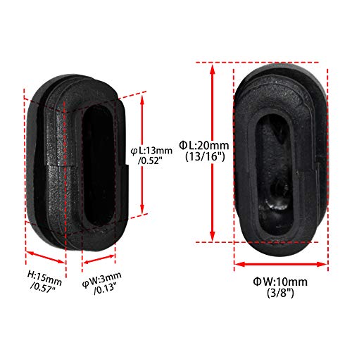 Image of Flyshop 10 x 20 mm, 3 /8 inch x 13 /16 inch OD Black Durable Plastic Plugs Tubing End Caps Oval Chair Glide Inserts 8 Pack