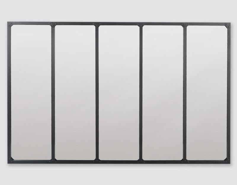 EMDE Miroir Industriel 5 Bandes métal Noir - 137x90 cm