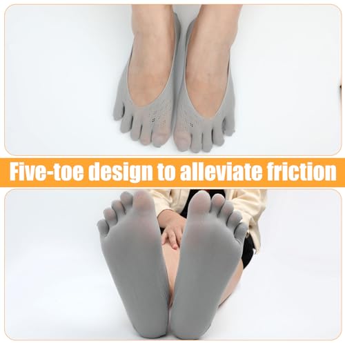 Image of 5 Pairs Toe Separator Socks, Orthopedic Split Toe Socks in 5 Colors Nylon Bunion Foot Alignment Socks with Invisible Design Compression Toe Five Finger Socks for Women