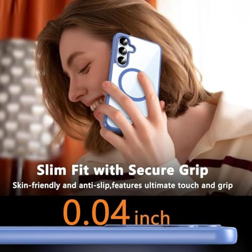 Image of DIZORO Samsung S25 Plus Case,Compatible with MagSafe, Non Yellow Military-Grade Drop Protection & Hard PC Back Cover Slim Transparent Anti-Scratch Shockproof Phone Case(Official Blue)