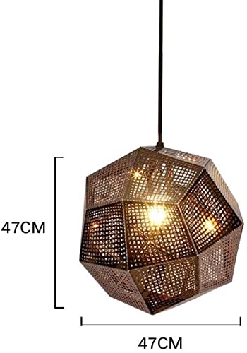 Chandelier Suspendu E27 design géométrique marron et blanc en fer 47cm