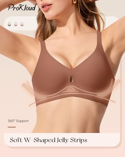 Image of ProKloud Bras for Women No Underwire Wireless Full Coverage Jelly Bras | Seamless Push Up Bralettes Support T-shirt Bra,Comfortable Everyday Bra,Water Drop Design
