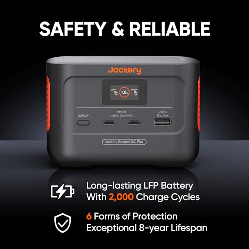 Jackery Solar Generator 100 Plus 40W Mini, 99Wh Portable power station with 40W Book-sized Solar Panel, LiFePO4 Battery 128W Output for Outdoors RV Camping Emergencies - Image 6