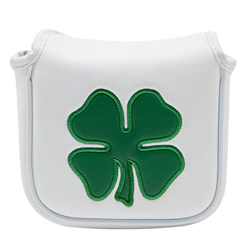 Golf Putter Cover,Mallet Putter Headcover Square Putter Head Covers Leather Golf Head Cover for Putter with Magnetic for Heel Shaft RH LH fits Odyssey 2ball Red O Works Stroke Lab,Taylormade (White)