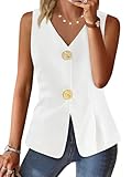 Cicy Bell Womens Summer V Neck Blazer Vest Sleeveless Button Up Dressy Suit Vest Tops Casual Business Fitted Waistcoat