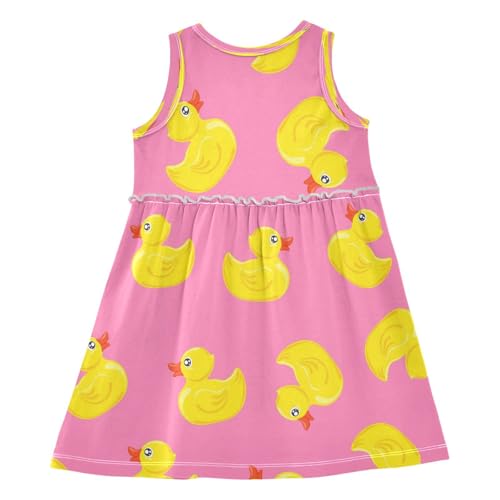 Boccsty Yellow Rubber Duck Pink Girls Dress Kids Toddler Casual Dresses Summer Dresses 2T2