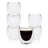 Picture of Espresso Cups Glass 2.7 OZ - Set of 6, Shot Cups Double Wall Thermo Insulated Mugs Tumblers for Hot/Cold Drink, Clear