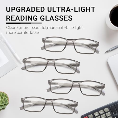 TERAISE Blue Light Reading Glasses Men,4-Pack Lightweight Reader Glasses Women with Spring Hings - Image 2