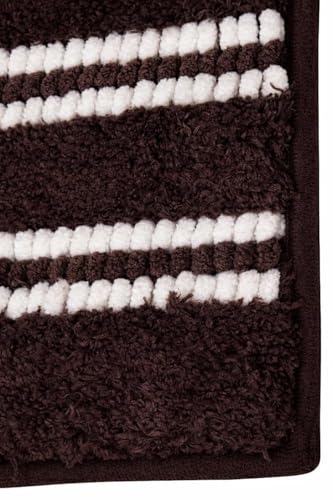 Image of DecorTwist Mosaic Super Soft Microfibre Bath Mat | 2000 GSM Anti-Skid, Quick Dry & Water Absorbent | Non-Slip Mat for Bathroom, Bedroom & Kitchen Floor | 60x40 cm | Style 1 Brown| Pack of 2