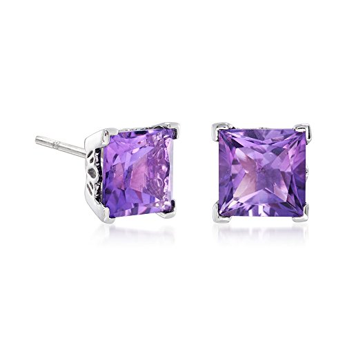 Ross-Simons 3.50 ct. t.w. Princess-Cut Amethyst Stud Earrings in Sterling Silver3