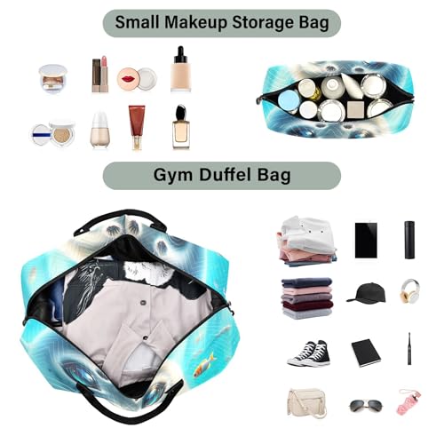 Cute Seal Animal Prints Duffle Travel Bag Cosmetic Pouch Set of 2, Cute Print Sports Bag Weekend Bag Duffel4