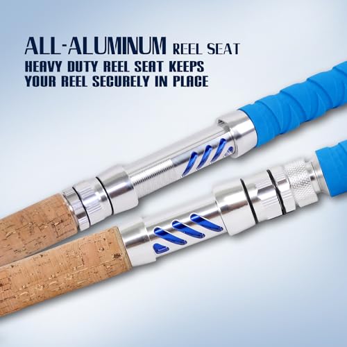 Fiblink Caña de Pesca para Agua Salada Pesada para Trolling con Guías Rodantes (5'6"/6'/7'6", 50-80lbs/80-120lbs) miniatura 5