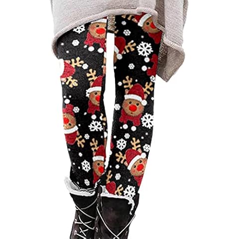 SDERG Leggings UK Plus Size 22, UK Size High Waisted Christmas Pattern Tights Plus Size, Ladies Xmas Printed Soft Tummy Control Warm Yoga Pants for Workout Sport FitnessClearance 2023 Gifts, M Cover