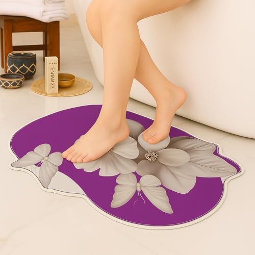 Image of 3D Butterfly (36x58 cm) Anti-Skid Mats use as Office Floor Mat /Door Mat /Bathroom Mat /Kitchen Mat etc. (Pack of 1) Purple