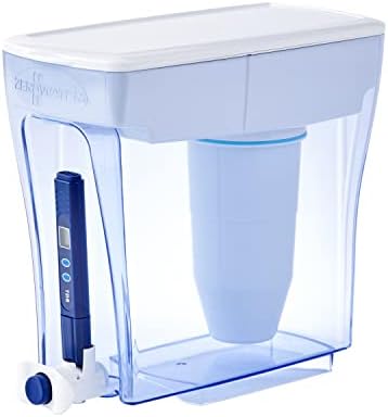 ZeroWater 20 Cup 5-stage Water Filter Dispenser, NSF Certified To Reduce Lead, Other Heavy Metals And PFOA/PFOS, White And Blue