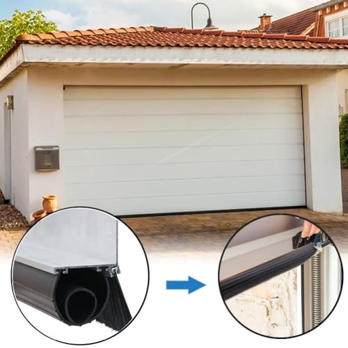 Duzzy Universal Garage Door Seals Kit, Weatherproofing Bottom Rubber with Brush and Aluminum Track Retainer Base Kit, U Shape+O Ring Heavy Duty Weatherproof Parts Kit (10 Feet)