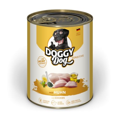 DOGGY Dog Paté Mix Sensitive, 6 x 800 g, Nassfutter für Hunde im Probierpaket, Hundefutter getreidefrei mit Lachsöl und Grünlippmuschel, besonders gut verträgliches Alleinfuttermittel, Made in Germany