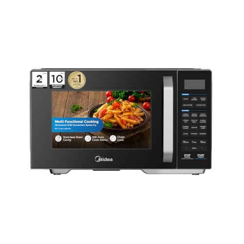 Midea 28L Convection Microwave oven with Air Fry, Grill, 900W Microwave Power, 326 Auto Cook Menus, Stainless Steel Cavity (MMOP03XA-ECSEBK, Multi-Stage Cooking, Defrost by Time)