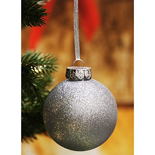 Sleetly Silver Christmas Ball Ornaments 2023 Set For Tree Decorations - Rustic Vintage Farmhouse Shatterproof Big Large And Small Xmas Balls, Glitter Snowball And White Clear Swirl #TOP5