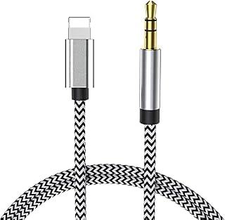 Aux Cable for iPhone in Car 3.5mm Aux Cord Compatible with iPhone 11/11 Pro/ 11 Pro Max/XR/XS/X/13/12/12 Pro Max/13 Pro Max/14 for Car Stereo/Headphones/Speaker Support All iOS System--silver gray(1M)