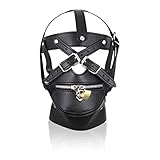 MYNCBD Hollow Masks Head Harness Leather Masks Hood Zipper Design Bar Stage Hood Mask Accessory