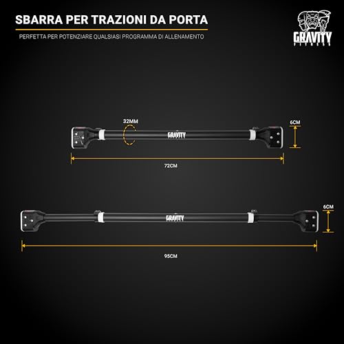 Gravity Fitness Pull-Up Bar for Doorway – Adjustable Chin-Up Bar (28.3in-37.4in) No Screws Installation - Adjustable Pull Up Bar for Upper Body Workouts, Strength Training at Home Gym - Image 4
