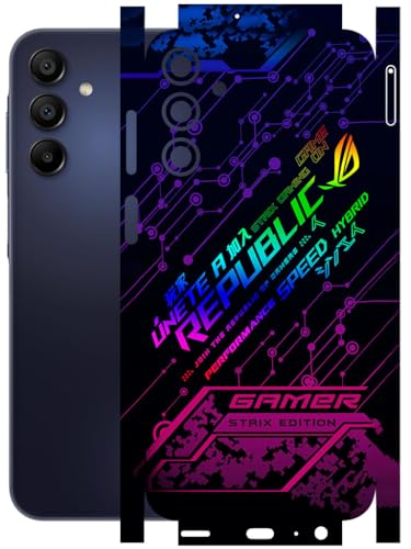 Image of AtOdds - Full Body Back Screen Guard Protector Film - Lamination Wrap Skin Sticker Compatible with Samsung Galaxy A15 (5G) | Scratchproof Matte Finish (Gamer)