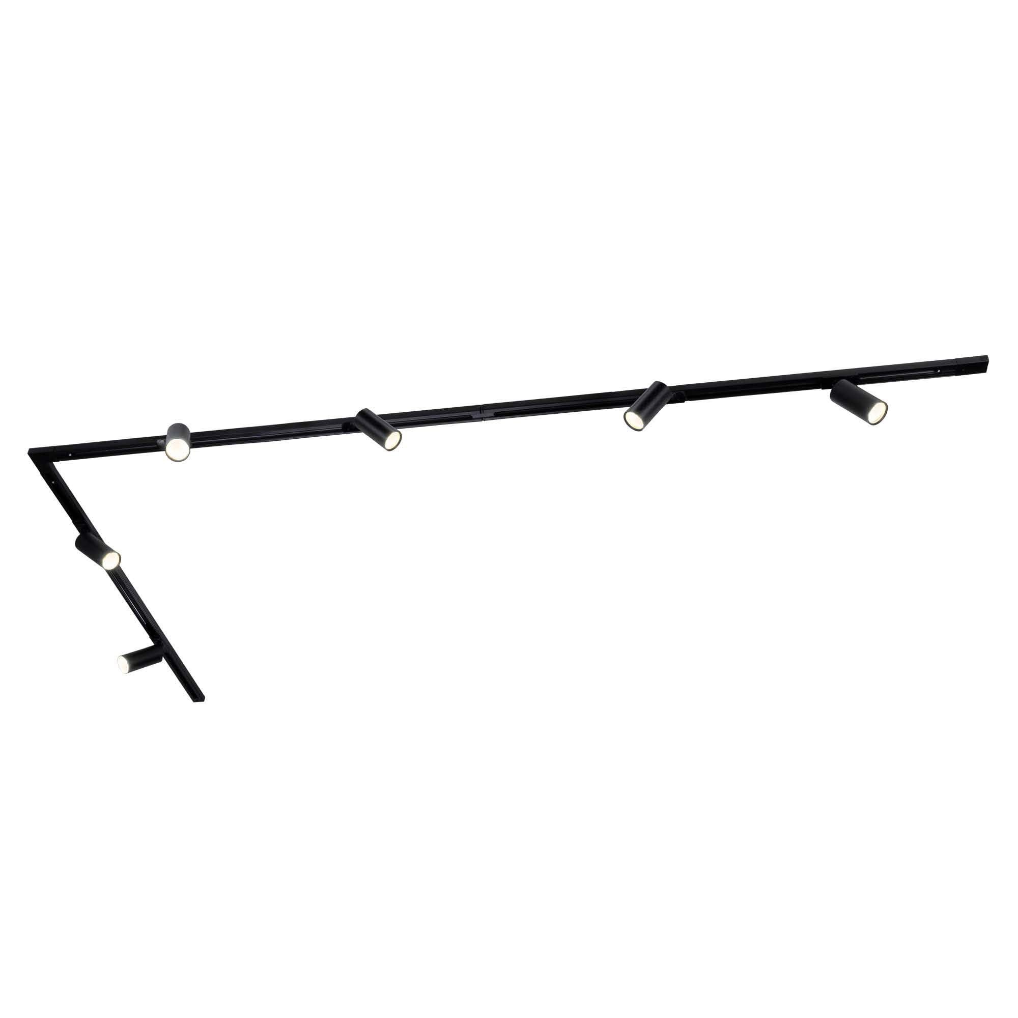 Ledvion - Schienensystem lampen, 3m, 1-Phasen, ohne GU10 Leuchtmittel, Schwarz, 6-flammig Spot, spotlight, deckenspot, deckenstrahler, strahler lampe