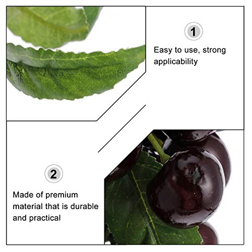 Eringogo Faux Cherries Artificial Cherries, Lifelike Foam Cherry Clusters Summer Decor With Leaves, Fake Faux Fruits Cherry Model Photography Prop Decoration For Home, Kitchen, Wedding Table Red Fake Cherries #TOP2