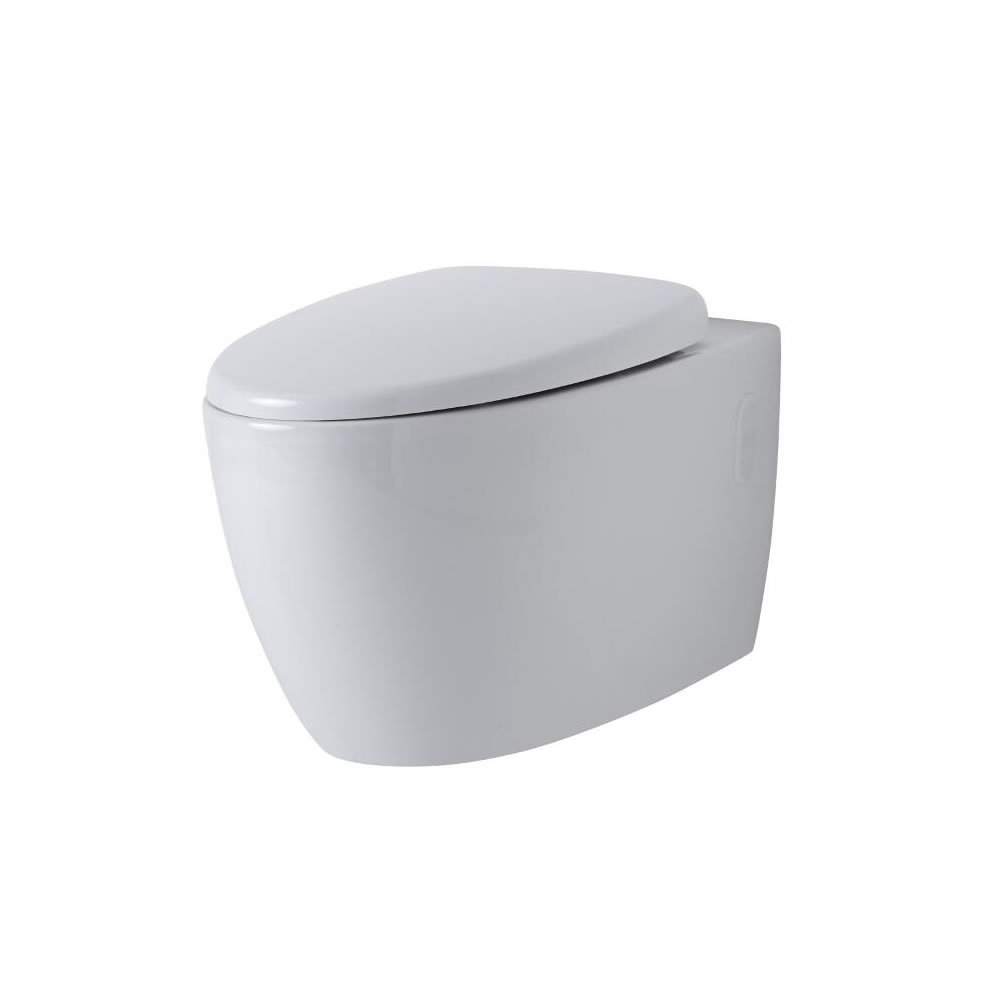 Milano No Flush Plate Altham White Ceramic Wall Hung Rimless Toilet Wc Soft Close Seat